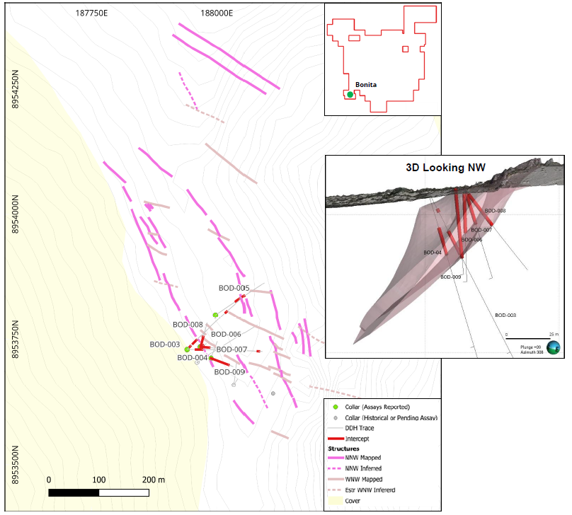 Highlander Silver Reports First Drill Results from Bonita Open Pit Target, Including High Grades over Broad Widths from Near Surface in Every Hole