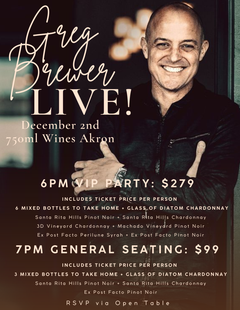 750ml Wines to Host Evening with Award-Winning Winemaker Greg Brewer